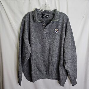 Lee Sport Gray Vintage Pittsburgh Steelers Collared Pullover Sweatshirt Size XXL